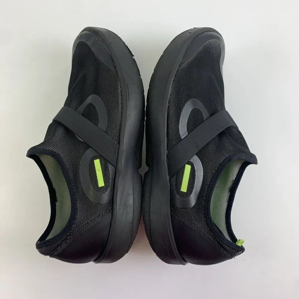 OOFOS OOmg Fibre Low Black Slip On Fabric Stretch Comfort Sneaker Active Mens 10